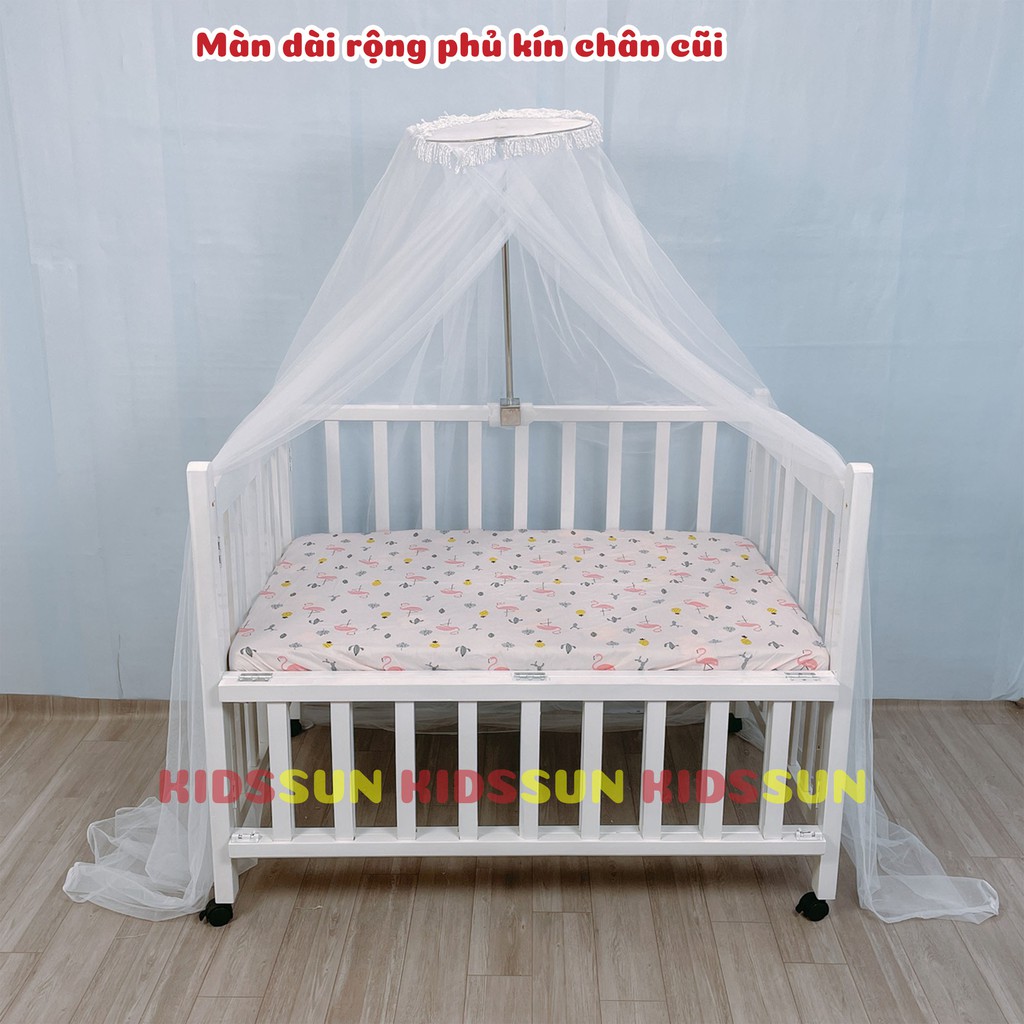 [Now Ship] Màn Cũi Và Khung Treo Màn KIDSSUN Cho Cũi Màn Tuyn Trắng Có Cửa Chống Muỗi Phủ Kín Chân