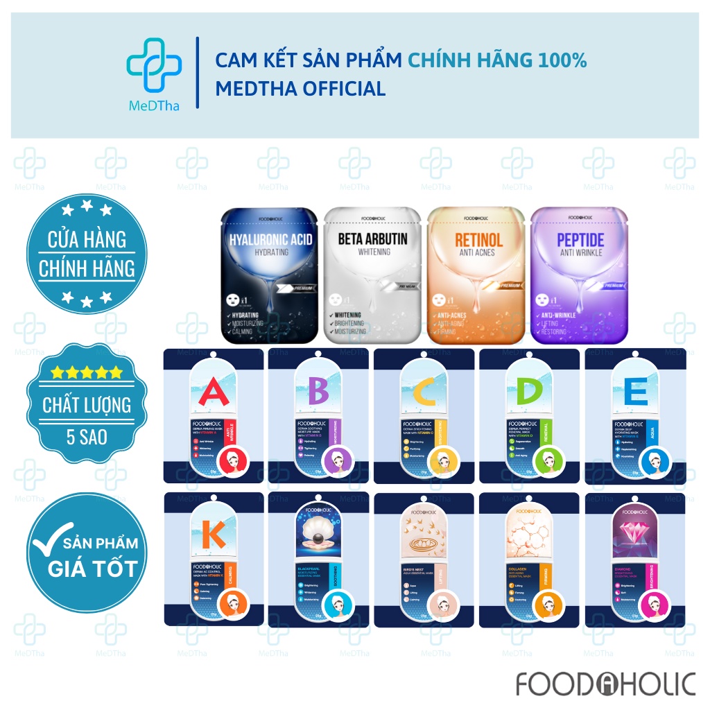Mặt Nạ Giấy Foodaholic Mask - Cấp Nước, Cấp Ẩm Phục Hồi, Trắng Da, Chăm Sóc Da Mặt Toàn Diện 23G [Chính Hãng]