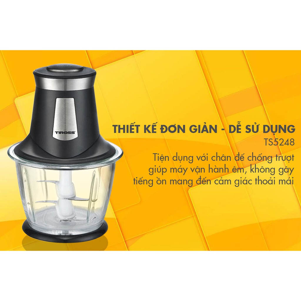 [Mã ELHADEV giảm 4% đơn 300K] Máy xay thực phẩm 2 lưỡi dao kép 1.2 lít Tiross TS5248