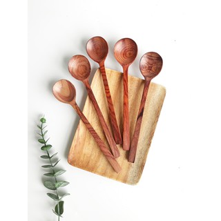 Thìa ,muỗng gỗ TRẮC miệng tròn với tay cầm dài 16cm-4cm