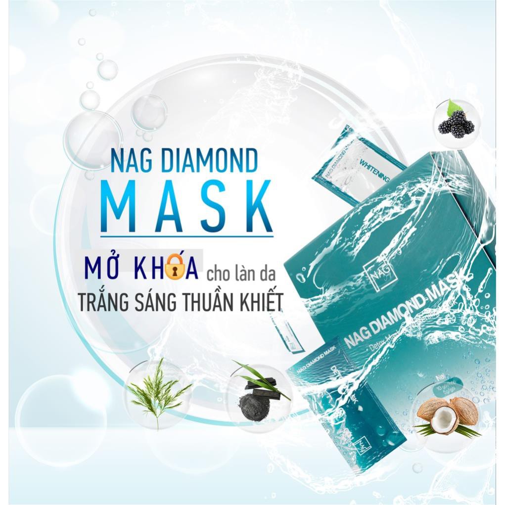 [SẢN PHẨM DÙNG THỬ] BỘ SẢN PHẨM mặt nạ NAG DIAMOND MASK-Thải độc, dưỡng trắng da mặt toàn diện/DETOX MASK-WHITENING MASK | Thế Giới Skin Care