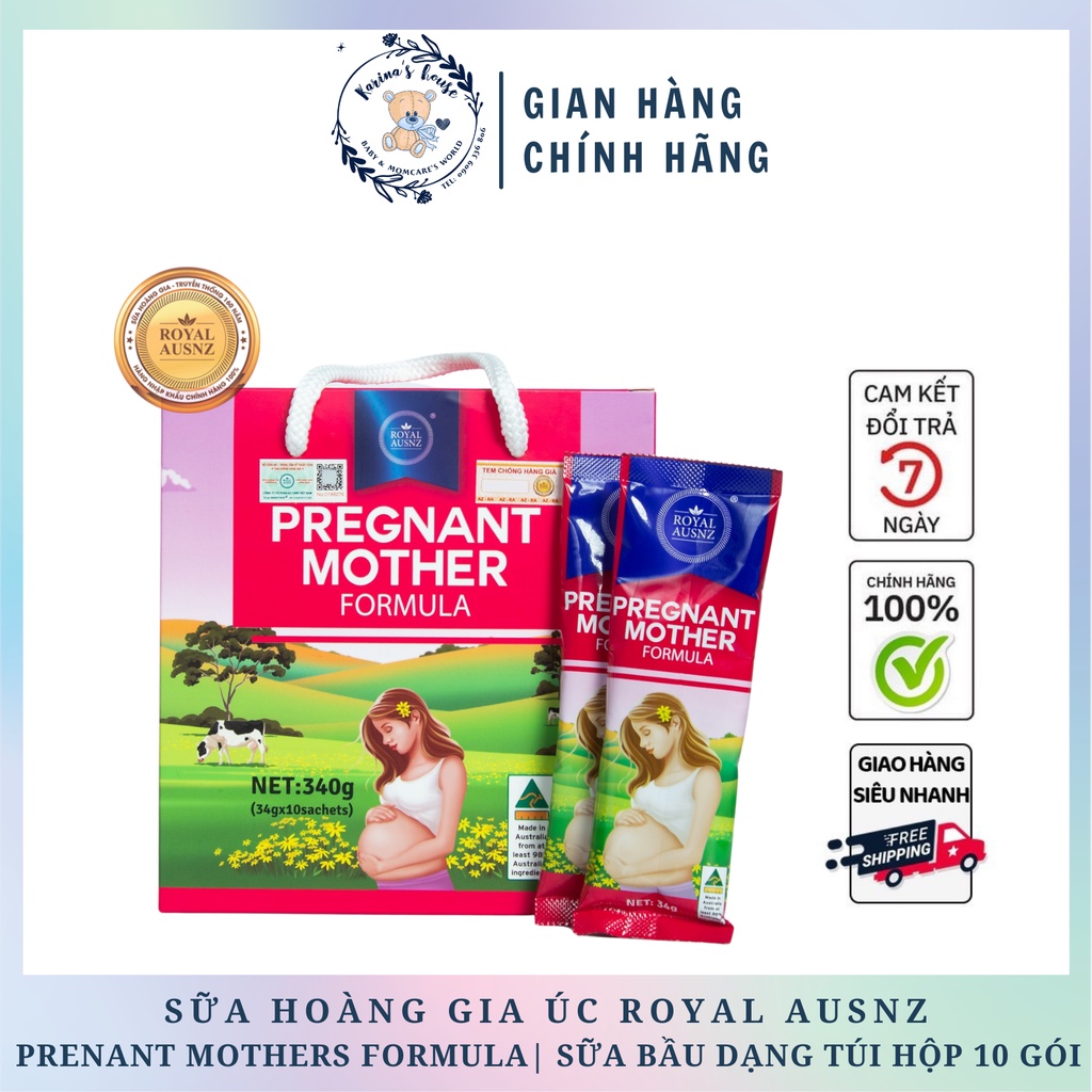 [Sẵn] Sữa Dành Cho Bà Bầu Hoàng Gia Úc ROYAL AUSNZ Pregnant Mother Formula (Hộp 10 Gói)