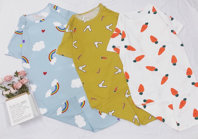 Đầm ngủ thun họa tiết Quảng Châu nhiều màu hình thật 100% | BigBuy360 - bigbuy360.vn