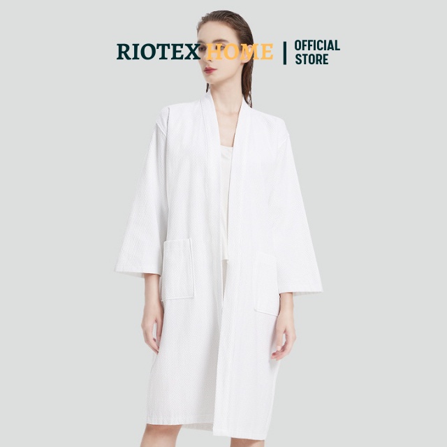 Áo choàng tắm khách sạn RIOTEX HOME vải tổ ong 100% cotton mềm mại, thấm hút tốt