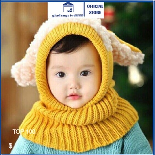 SÉT KHĂN MŨ LEN CỪU CHO BÉ/Khăn mũ len lông cừu trẻ em