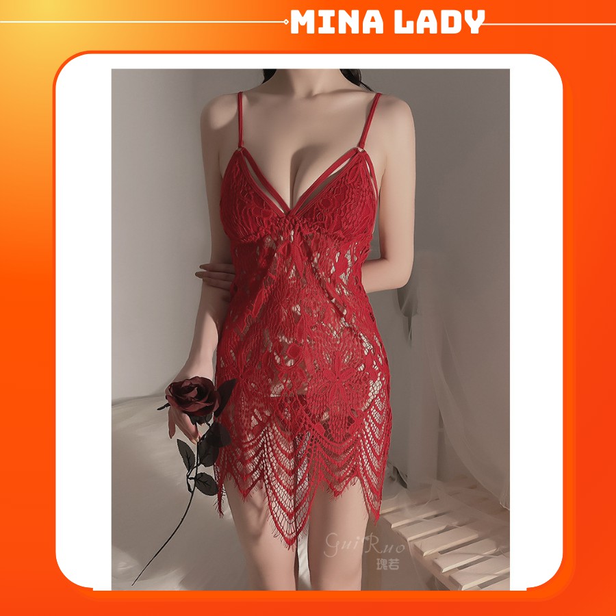 Váy Ngủ Sexy Hai Dây Ren Gợi Cảm, Vải Ren Mềm Tôn Dáng Siêu Quyến Rũ - Đuôi Cá