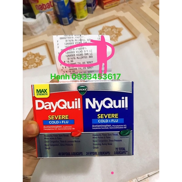 (Hàng Mỹ) Vicks Dayquil Nyquil servere cold and flu 72 viên của Mỹ