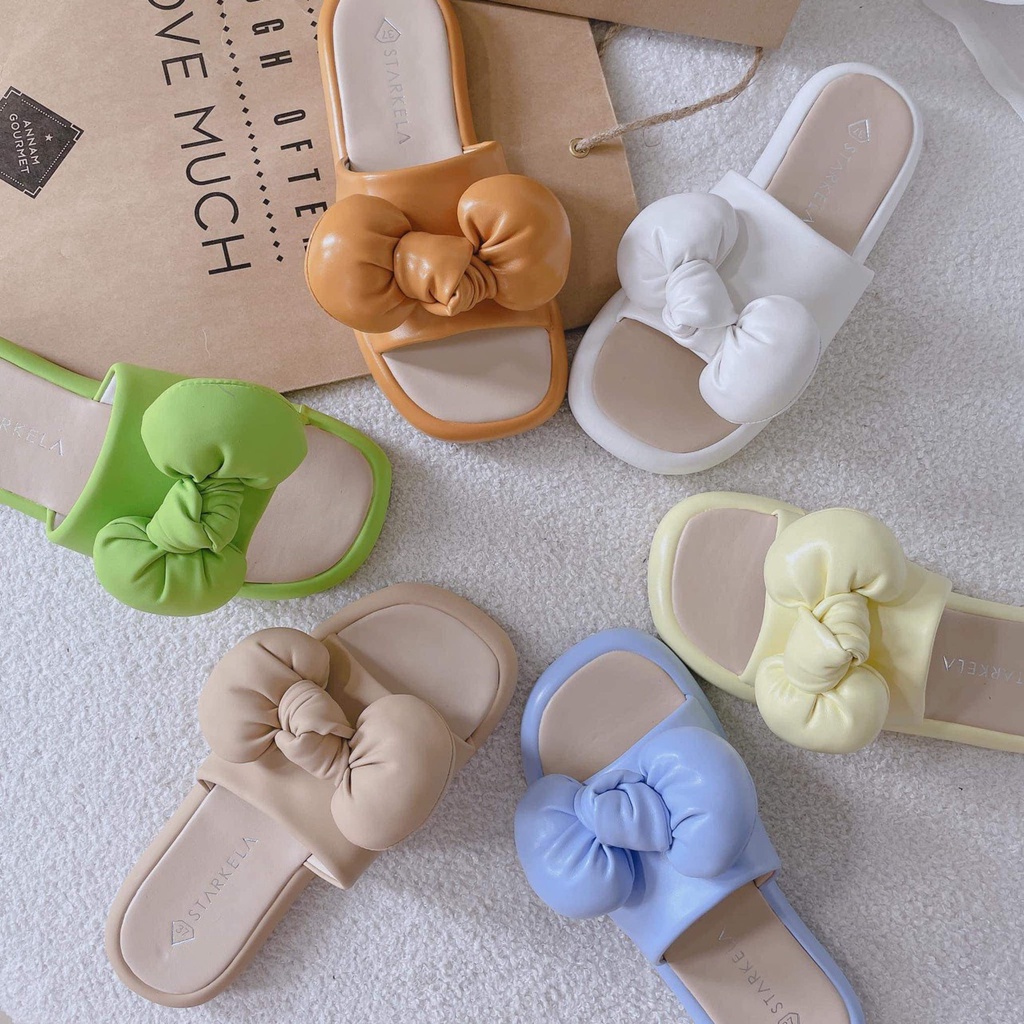 Dép Nơ Nữ Quai Ngang Thời Trang Cao Cấp Đế 2CM Hot Trend TRINH LÊ SHOP GIÀY DÉP HT112