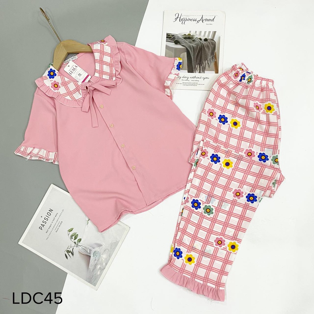 Đồ ngủ nữ pijama, bộ mặc nhà, chất liệu lụa latin, tay ngắn quần dài, mềm mịn Sam pijama