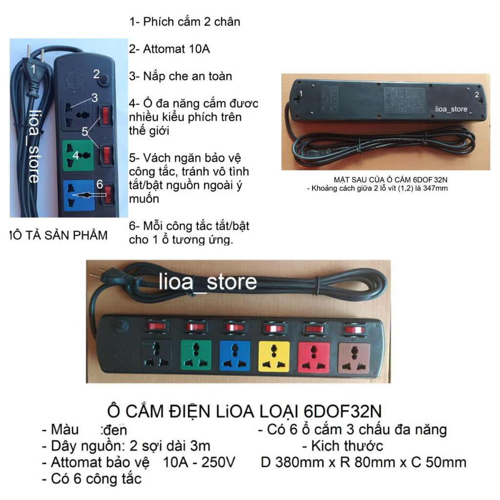 Ổ CẮM ĐIỆN LiOA LOẠI 6DOF32N,