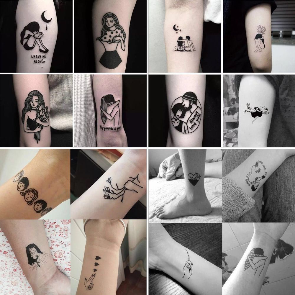 Set 100 hình xăm dán tạm thời chống nước unisex