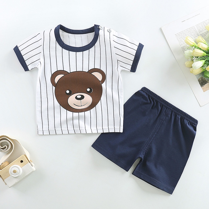 Set áo thun tay ngắn phối quần short vải cotton SANITKUN thời trang hè Hàn Quốc mới cá tính cho bé