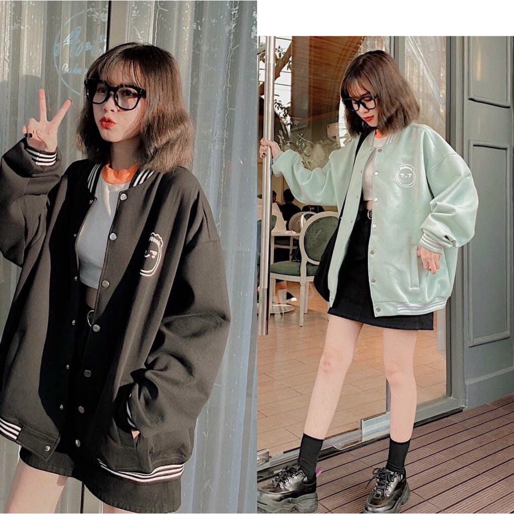 Áo Khoác Cardigan Bomber Nỉ Bông in Mặt Cười Form Rộng Unisex Nam Nữ Ulzzang KUN