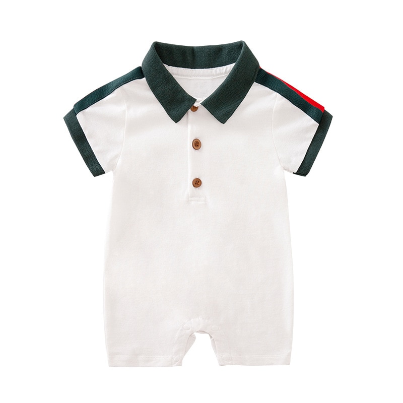Bộ áo liền quần tay ngắn cổ bẻ thời trang mùa hè cho trẻ sơ sinh từ 0-24 tháng tuổi