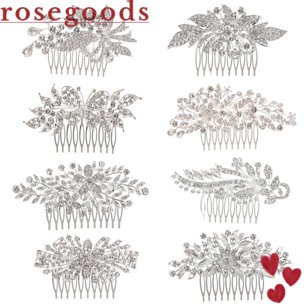 Lược Cài Tóc Hình Hoa Hồng Cho Cô Dâu|Đồ Trang Trí Tóc