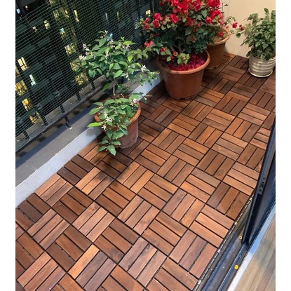 Combo 10 tấm lót sàn vĩ nhựa 6 nan gỗ tự nhiên dùng cho trong nhà,ngoài trời gỗ 12li cam kết chuẩn