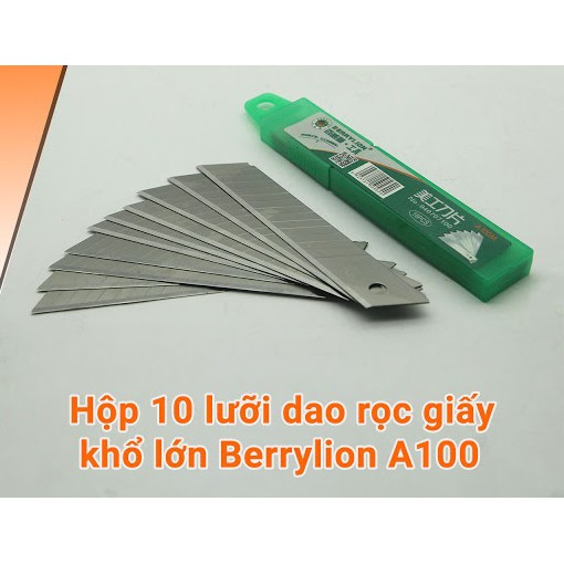 Hộp 10 lưỡi dao rọc giấy Berrylion khổ lớn A100