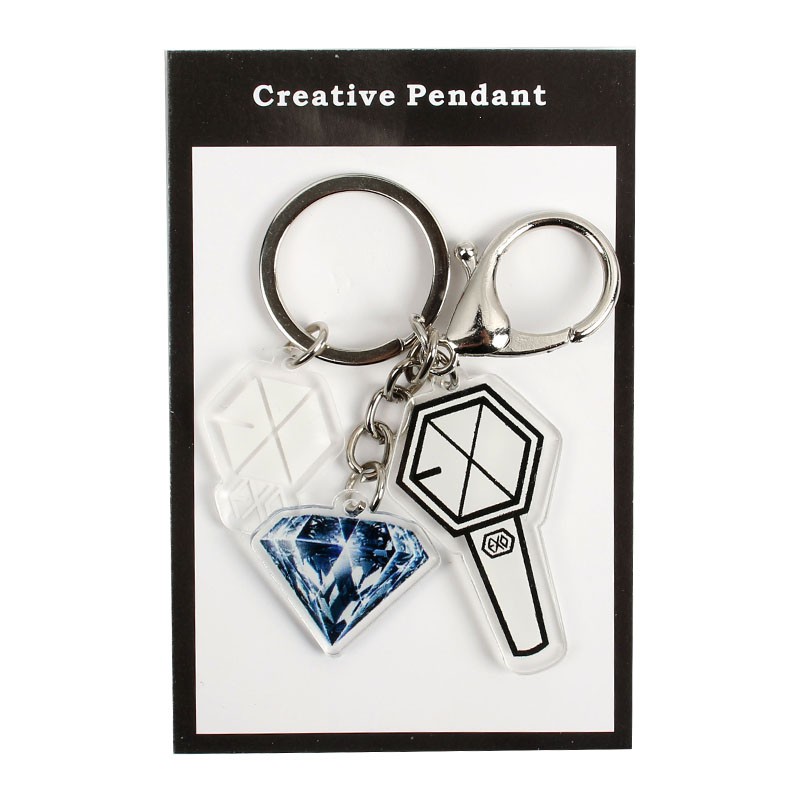 Móc gắn chìa khóa bằng acrylic hình logo nhóm nhạc Kpop BTS BlackPink EXO Twice