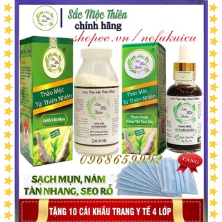 Bộ Tinh chất Giúp da sạch mụn nám Sắc Mộc Thiên 30ml và Linh Chi Mộc 100g chính hãng