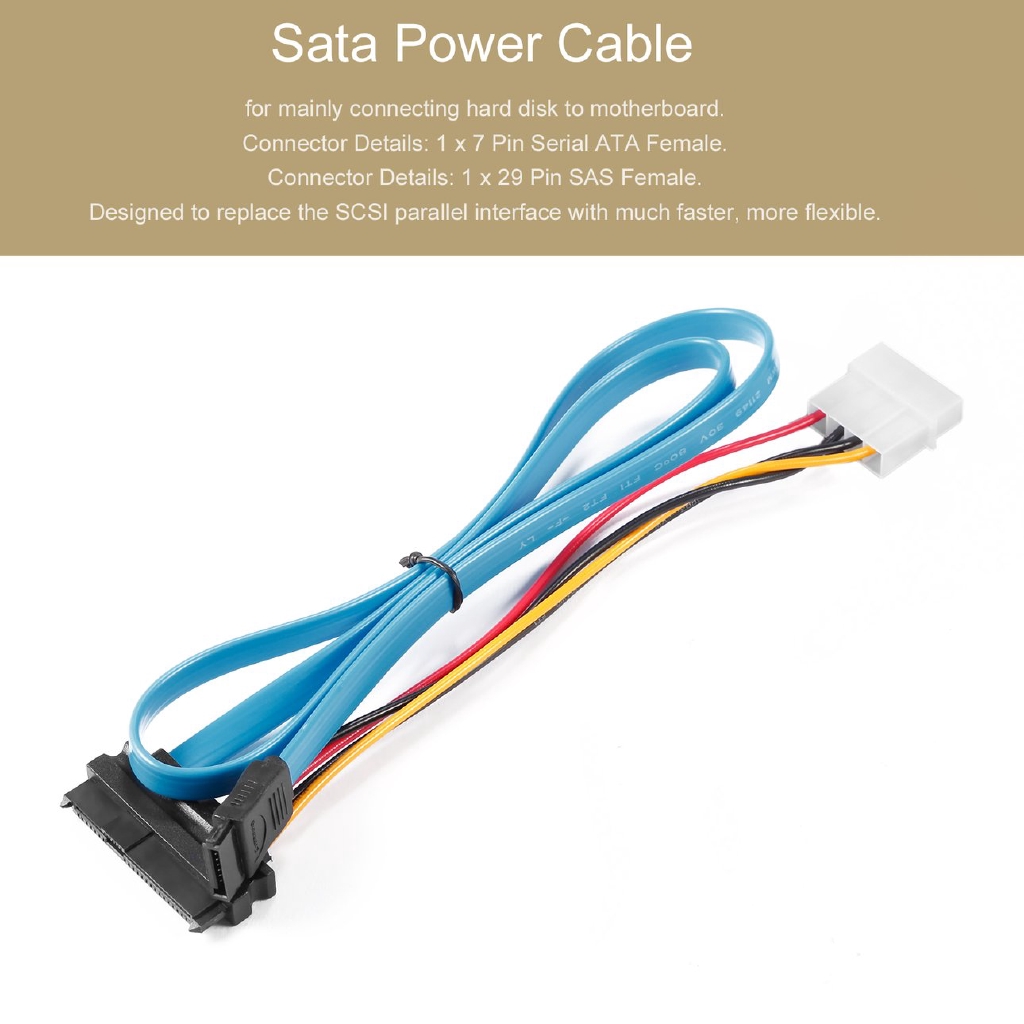 E 7 Pin SATA Serial ATA to SAS 29 Pin & 4 Pin Cable Male Connector Adapter