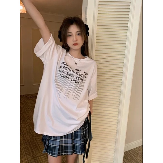 NRVP Áo Thun 100% Cotton Dáng Rộng Thời Trang Hàn Quốc Cho Nữ