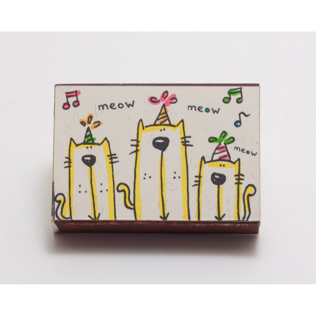 Thiệp Sinh Nhật Hộp Diêm Meow Cat Birthday Party