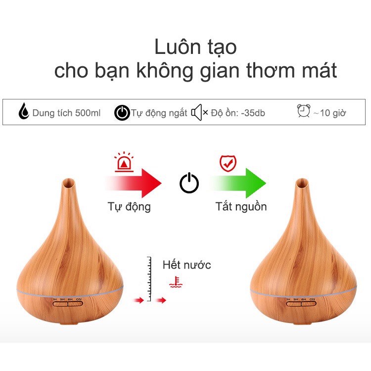 Máy khuếch tán tinh dầu bình rượu (hồ lô), 500ml, tặng kèm 1 chai tinh dầu sả/quế 10ml, máy xông