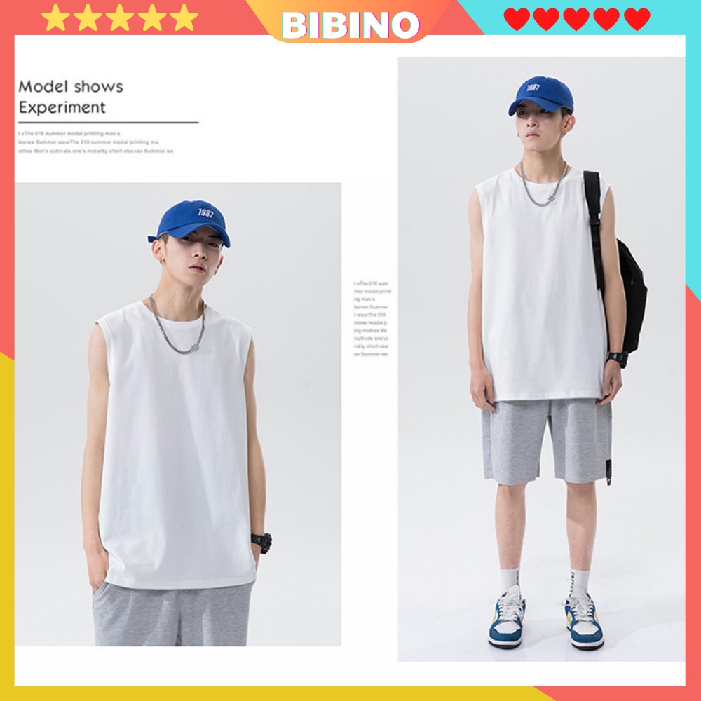 Áo ba lỗ nam sát nách form rộng vải thun cotton mềm mịn thoáng mát unisex big size BIBINO68 Áo tank top nam nữ cao cấp