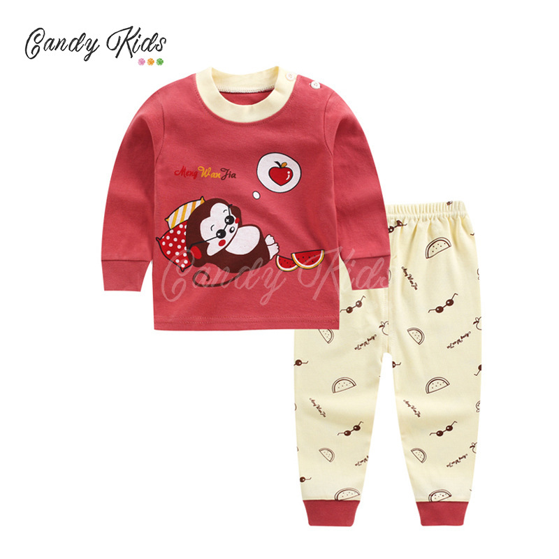 Bộ đồ ngủ pijama chất liệu cotton thời trang thu đông xinh xắn dành cho bé gái