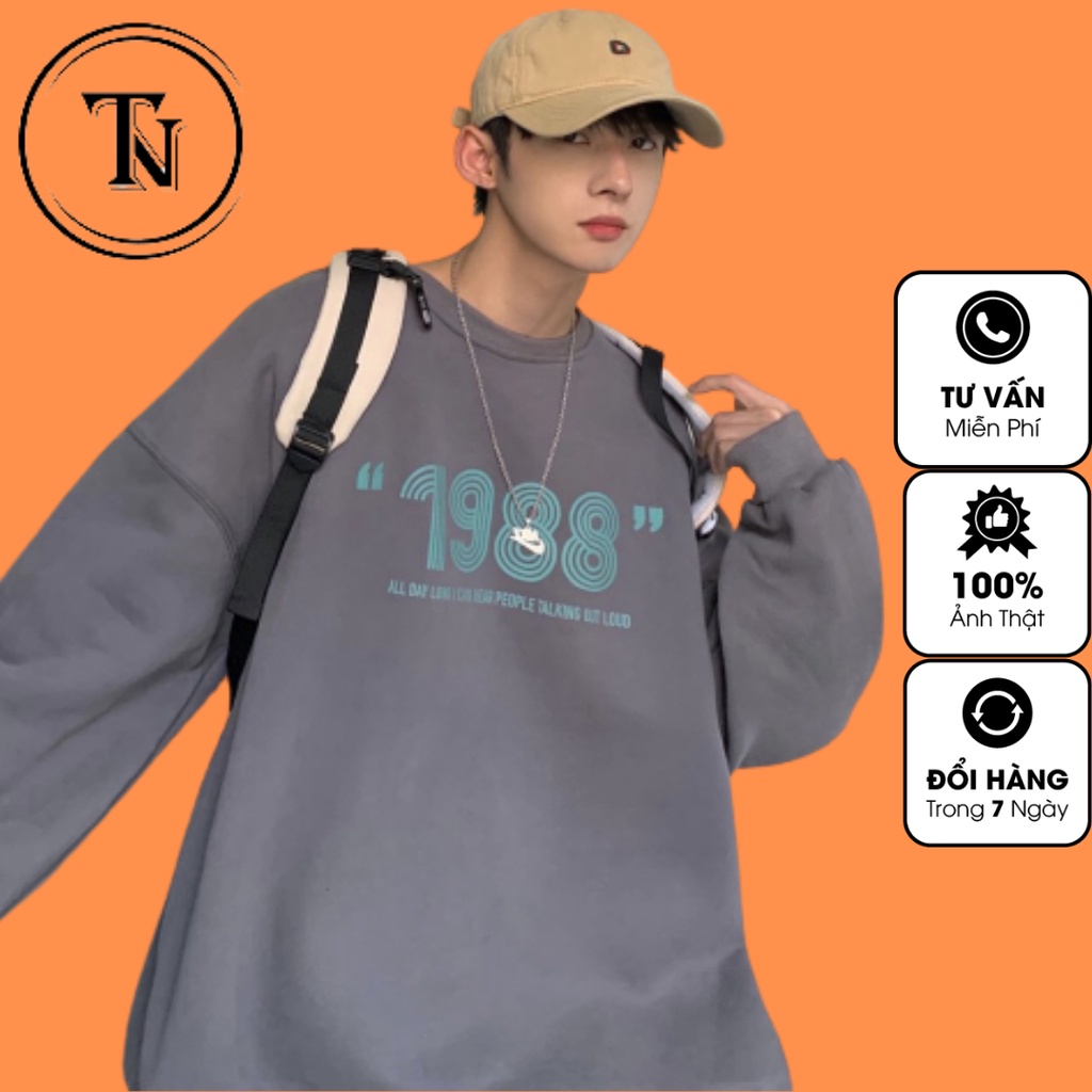 Áo sweater nam nữ 1988, áo nỉ form rộng Unisex phong cách Ulzzang cực đẹp - TINOWEAR
