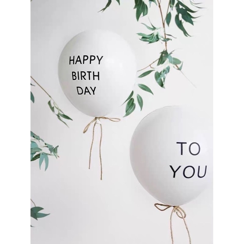 Bóng cao su trắng in chữ Happy Birthday To You phong cách Hàn Quốc trang trí sinh nhật