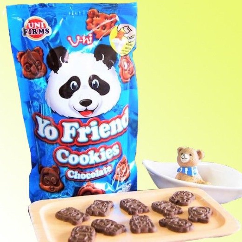 Bánh Gấu Thái Lan Yo Friend Vị Sôcôla Chấm Kem Sữa Chocolate Cookies (Gói 25g-xanh)