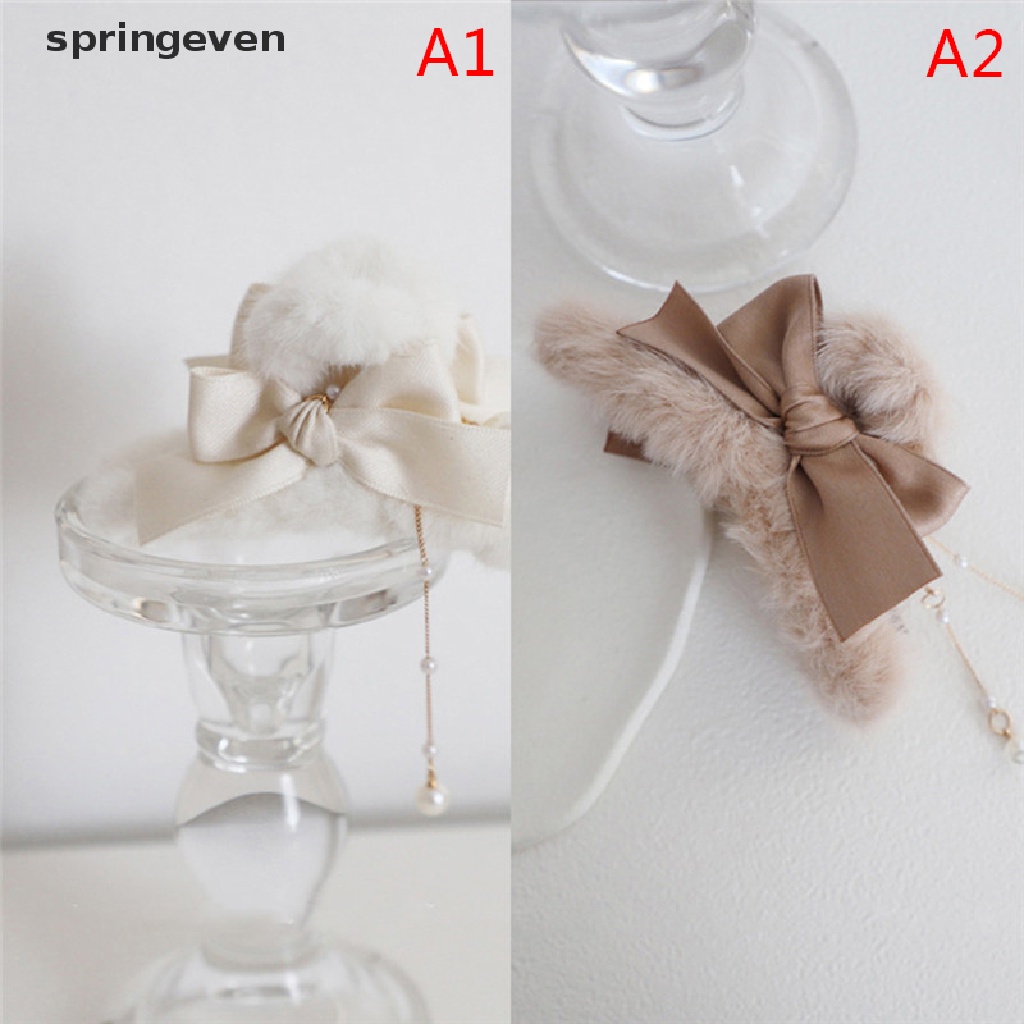 Kẹp Tóc Càng Cua Dài Đính Ngọc Trai Phối Lông Phong Cách Vintage Thời Trang Cho Nữ