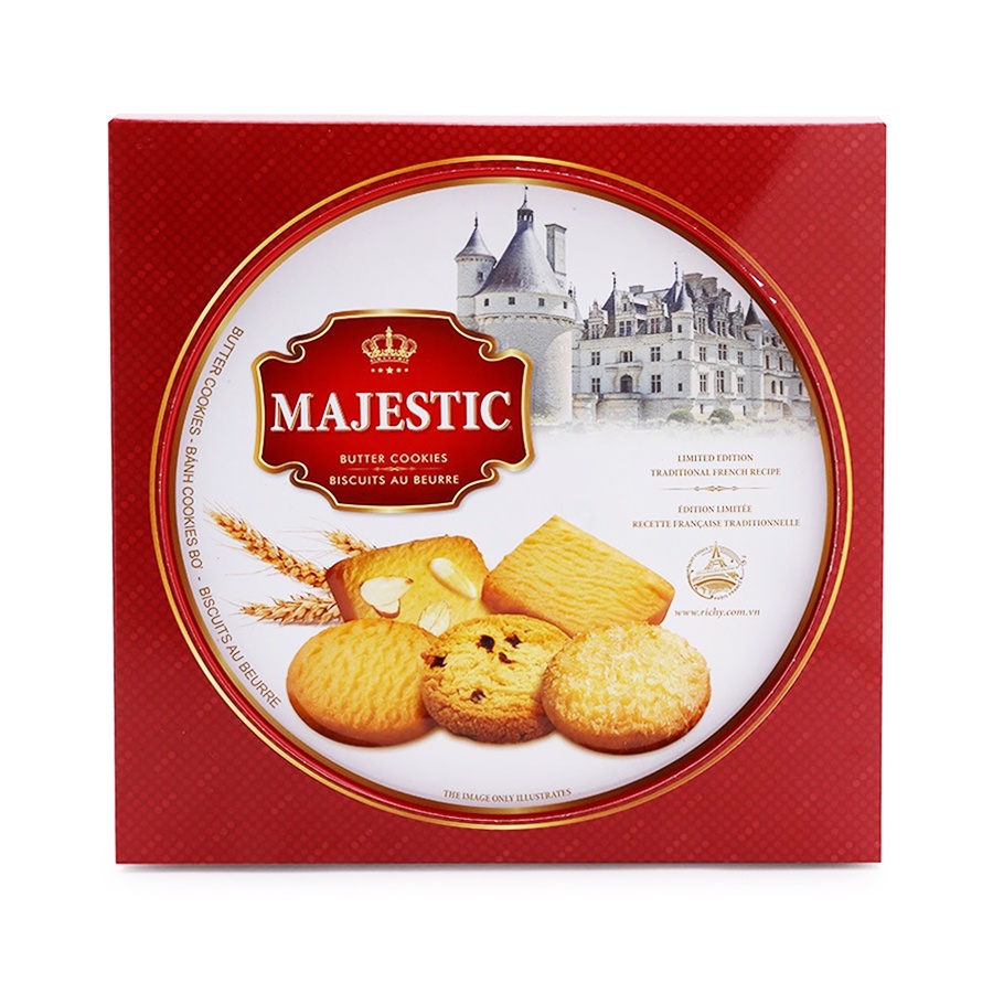 Bánh Quy Bơ Majestic Hộp Thiếc 382gr - kèm túi giấy