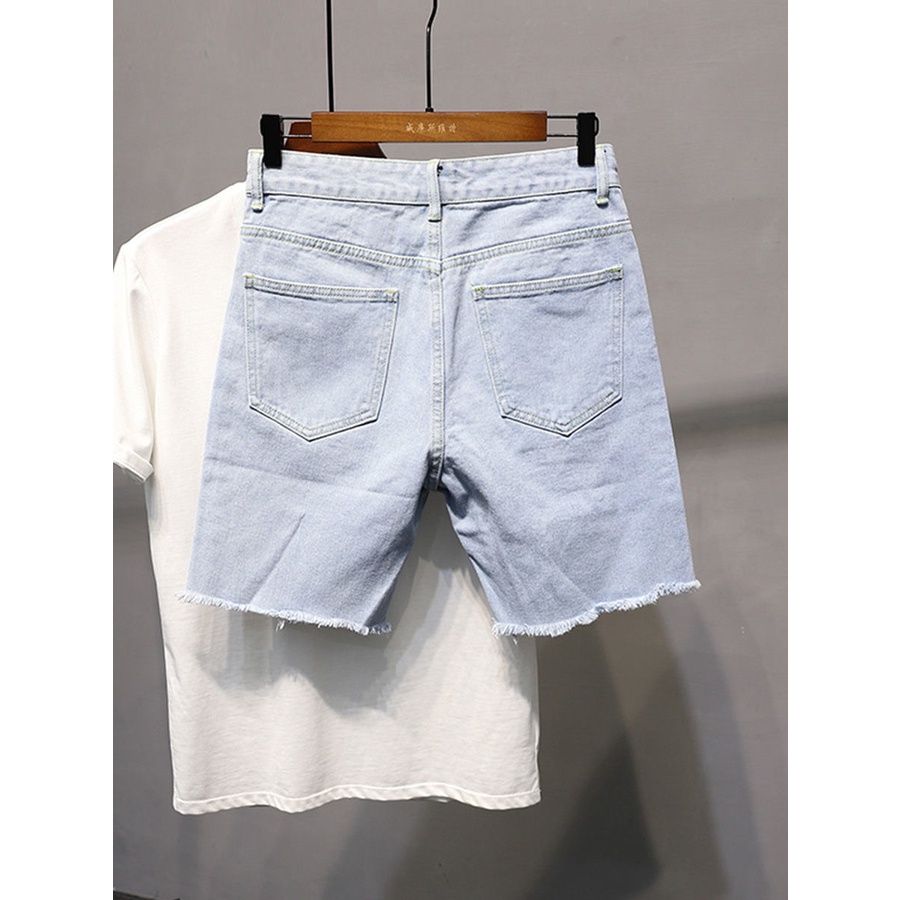 Hàng Có Sẵn Quần Short Jean Xanh Nhạt Trẻ Trung Phiên Bản Mới Mùa Hè 5 Phút