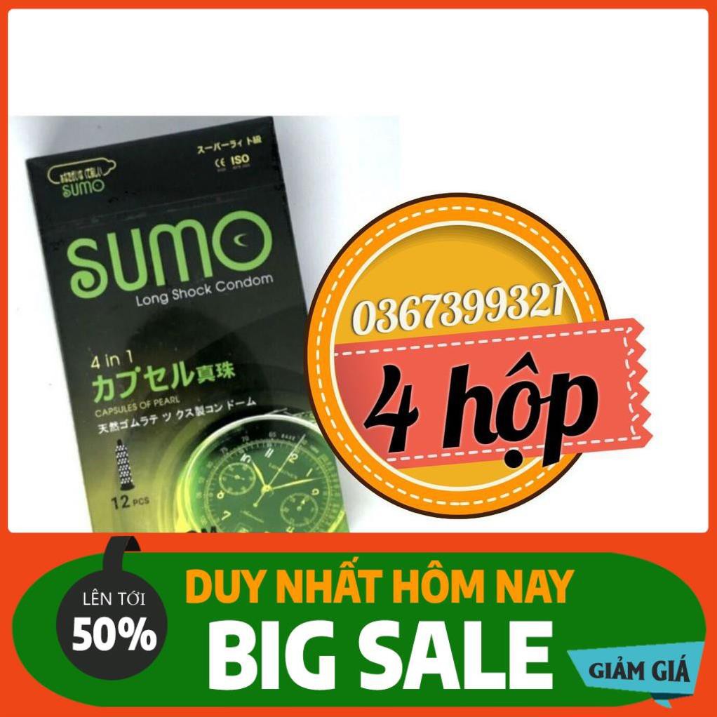 [FreeShip - 150k] ComBo 4 hộp Bao cao su SUMO NHẬT BẢN  kéo dài thời gian (OK shop)