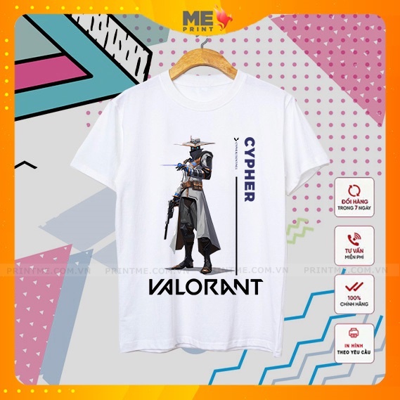 Áo Valorant cotton 35%, áo thun game in theo yêu cầu phù hợp thời trang GenZ - Printme Shop 9 đến 87 kg