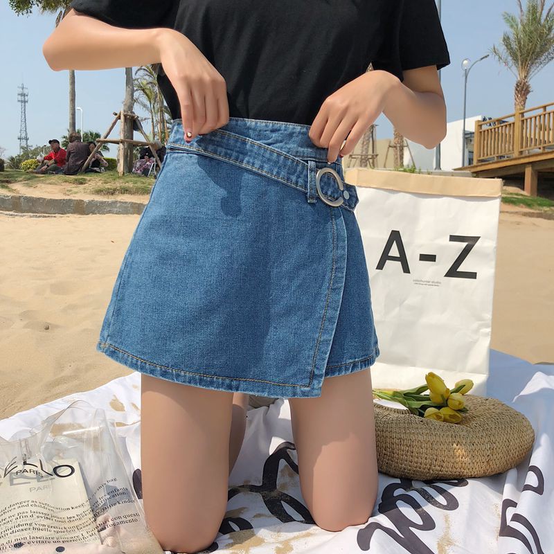 [SẴN] Quần shorts jean nữ giả váy lưng cao Ulzzang Quảng Châu QVJ28