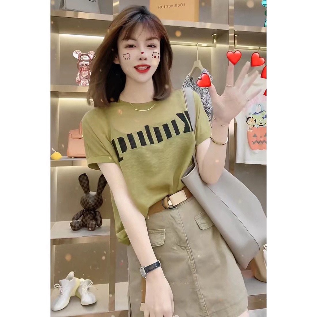 Áo Thun Tay Ngắn Cổ Tròn Dáng Rộng Thiết Kế Đơn Giản Thời Trang Mùa Hè Cho Nữ