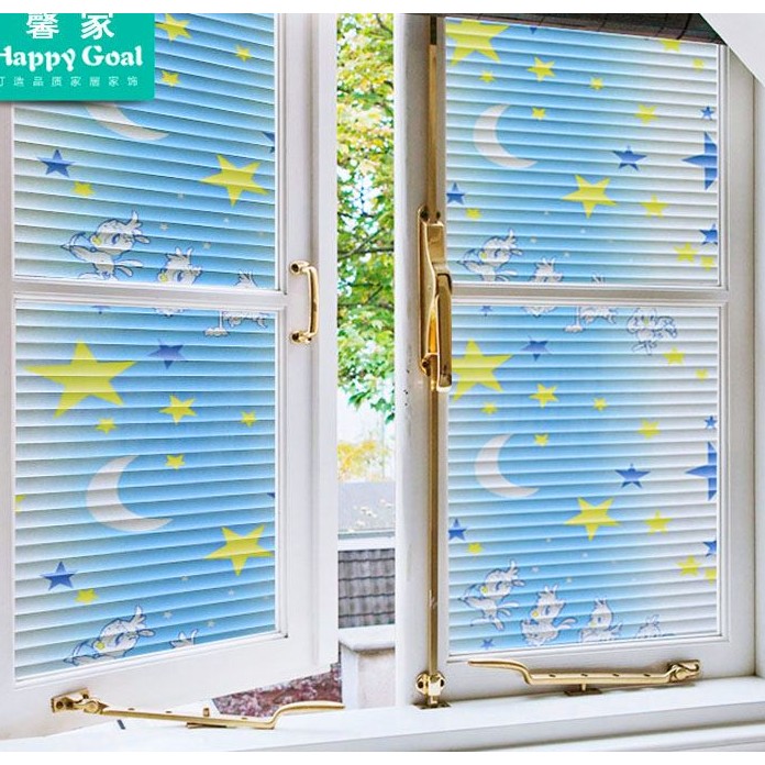 Decal giấy dán kính mặt trăng thỏ khổ rộng 0.45m