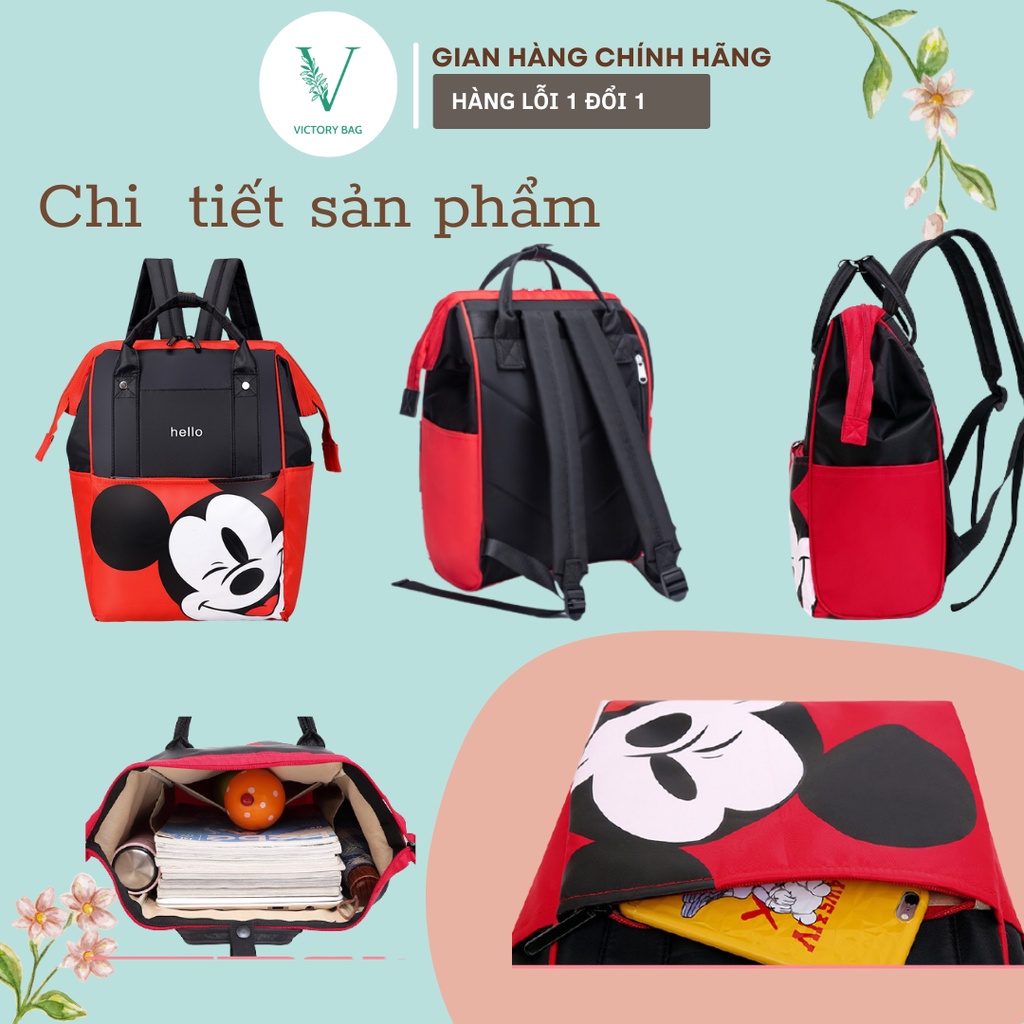 Ba lô Bỉm Sữa Đa Năng TPHCM Cho Mẹ Và Bé, Túi đựng đồ trẻ sơ sinh, Giữ Nhiệt Bảo Quản Sữa Hình Mickey, SKU-012-Victory