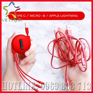 Cáp xịn sạc điện thoại 3 đầu Lightning / Type C / Micro USB