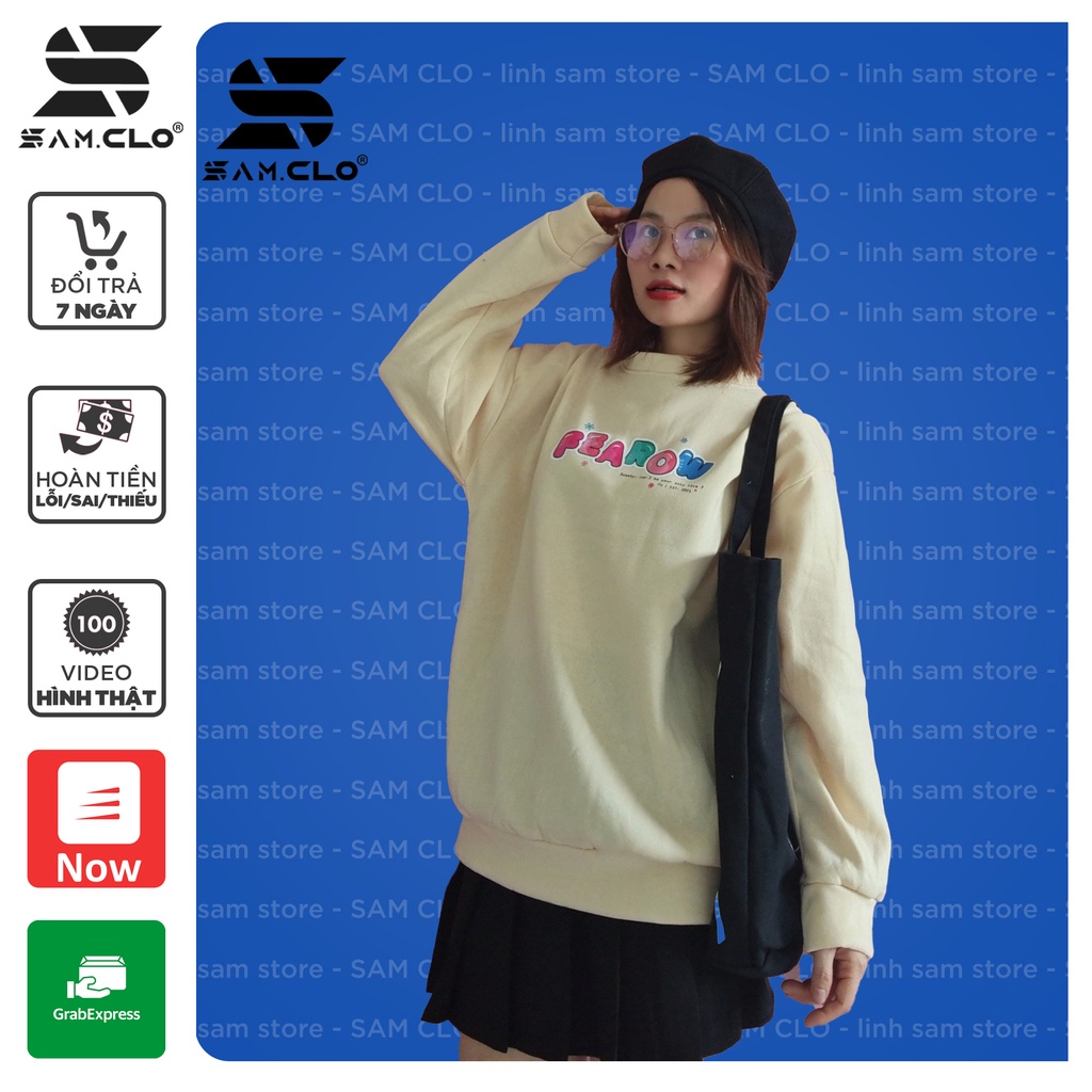 Áo SWEATER SAM CLO nữ không mũ NỈ 1 LỚP tay dài thu đông ULZZANG freesize dáng unisex in chữ FEAROW HOODIE | BigBuy360 - bigbuy360.vn