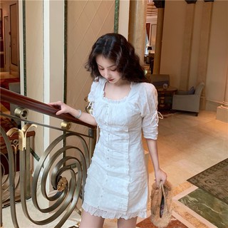 Đầm xô ren trắng body