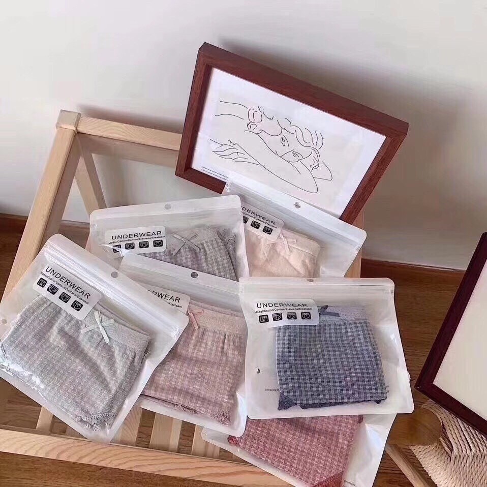[TÚI ZIP] Combo 5 Quần lót nữ kháng khuẩn y tế cao cấp, chất thun cotton co dãn, hoạ tiết caro siêu xinh