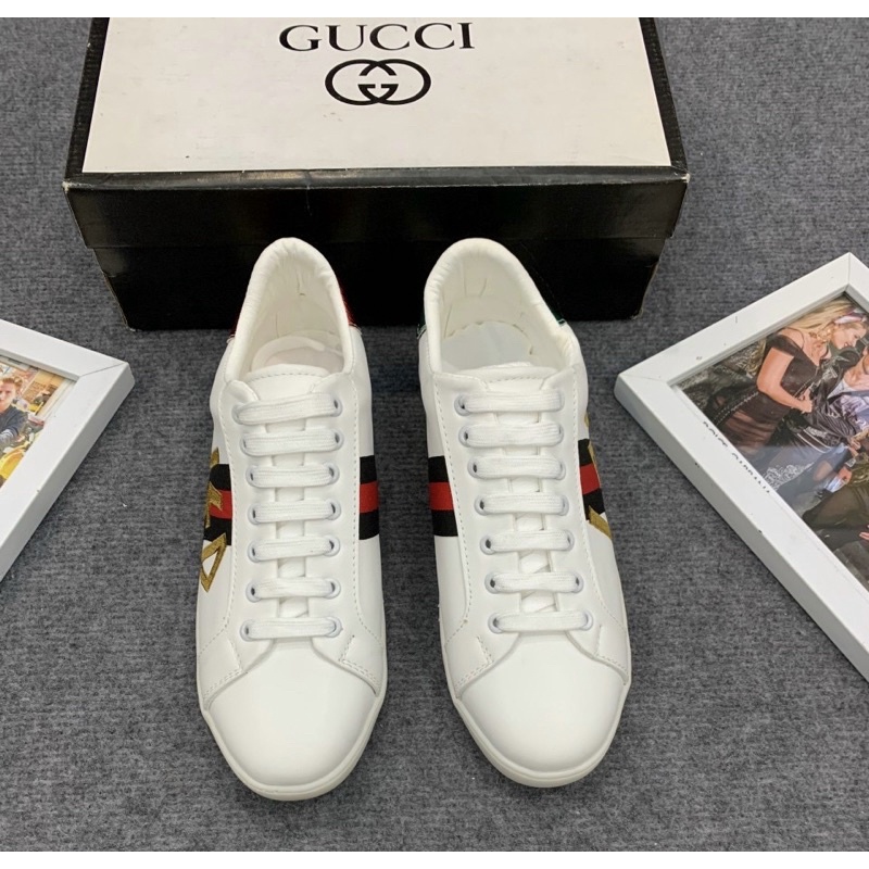 Giầy nam Gucci có hoạ tiết chữ ngang in chìm, Giày thời trang nam đế trắng mũi tròn phong cách giới trẻ btshop từ 38-42.