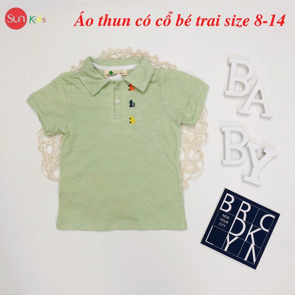 Áo thun bé trai, áo phông bé trai có cổ, size 8-12, chất cotton mềm mát - SUNKIDS