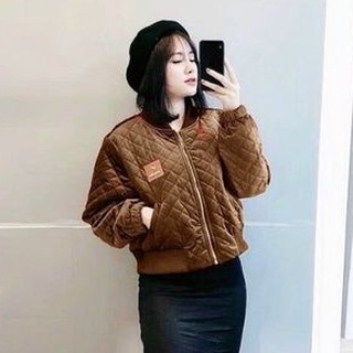  Áo phao nhung trám bomber chần bông có logo 