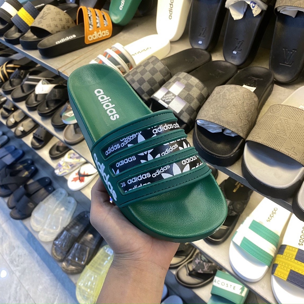Dép Adidas 3 Gạch Kèm Họa Tiết Độc Đáo - Dép das Đế Cao Su Đúc Trống Nước Tuyệt Đối
