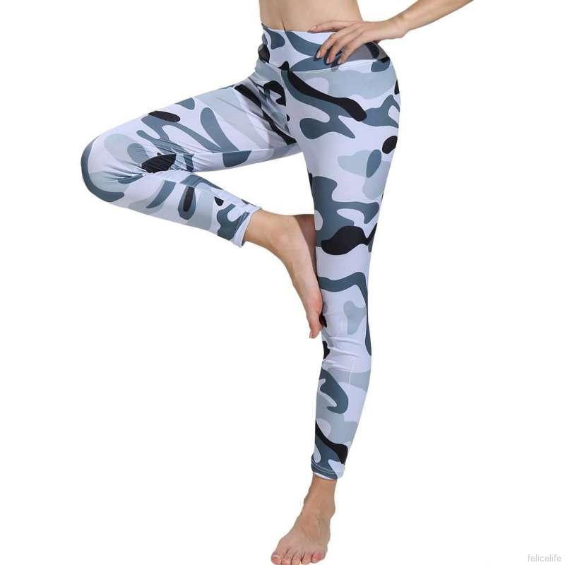 Quần legging tập yoga lưng cao in họa tiết rằn ri